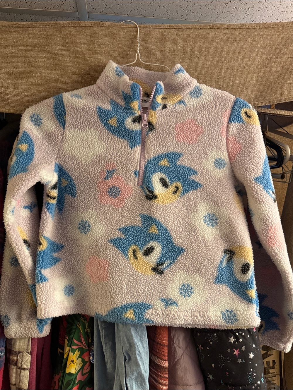 Girls' Pink Sonic the Hedgehog Sherpa Half-Zip Pullover